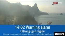 2일 오전 북한이 발사한 미사일 방향이 울릉를 향하자 한국 정부의 중앙민방위경보통제센터가 울릉군에 오전 8시55분께 공습경보를 발령했다가 오후 2시 경계경보로 대체했다.