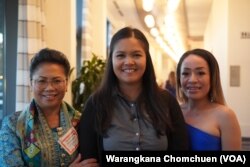 Ohio's state senator Tina Maharath, the first Asian-American woman elected to the Ohio Senate, posed with her Thai aunt, Phasuree Channakhon (right).