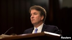 FILE - Supreme Court nominee Brett Kavanaugh testifies during his confirmation hearing before the Senate Judiciary Committee on Capitol Hill in Washington, Sept. 6, 2018.