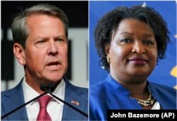 Brian Kemp (lijevo) drugi put za redom je bio uspješniji od Stacy Abrams (desno) u utrci za guvernersku poziciju države Georgia.