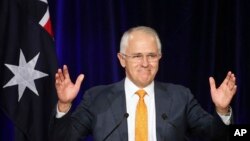 Perdana Menteri Australia Malcolm Turnbull dalam kampanye di Sydney (3/7).