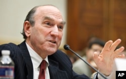 FILE - Elliott Abrams, senior fellow for Middle Eastern studies, Council on Foreign Relations, testifies on Capitol Hill in Washington, Feb. 9, 2011.