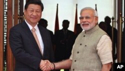 Narendra Modi et Xi Jinping à Ahmadabad en Inde le 7 septembre 2014.