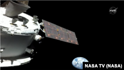 A view of Earth as seen from the Artemis I Orion capsule about 9 hours into flight on Nov. 16, 2022
