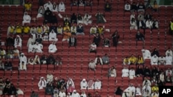Partly empty seats are seen during the World Cup group A soccer match between Qatar and Ecuador at the Al Bayt Stadium in Al Khor, Qatar, Nov. 20, 2022.