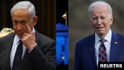 جو بایدن، رئیس جمهوری آمریکا، و بنیامین نتانیاهو، نخست‌وزیر اسرائیل.