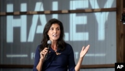 FILE - Republican presidential hopeful Nikki Haley speaks during a campaign rally in Gilbert, South Carolina, April 6, 2023. Haley told voters this week that abortion is "a personal issue" that should be left to the states.
