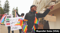 Members of the LGBTQ community attempt to disrupt a march organized by churches in Gaborone on Saturday, July 22, 2023.