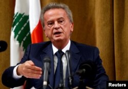 FILE - Lebanese Central Bank Governor Riad Salameh speaks at Central Bank in Beirut, Lebanon, Nov. 11, 2019.