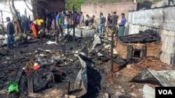 FILE - Almost all shanties of a Rohingya refugee colony in Jammu were ravaged by fire on April 5, 2021. In Jammu, several Hindu right-wing groups threatened to drive away all Rohingya from the area. (Mohammad Faizullah/VOA)