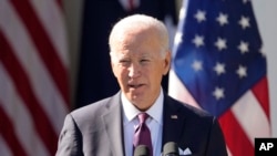 President Joe Biden speaks during a news conference in the Rose Garden of the White House in Washington, Oct. 25, 2023. Americans generally support the president's handling of the war in Gaza, an early poll shows. 