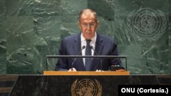 Rusiya xarici işlər naziri Sergey Lavrov BMT Baş Assambleyasının 78-ci sessiyasında çıxış edir. 23 sentyabr, 2023. Nyu York, ABŞ.