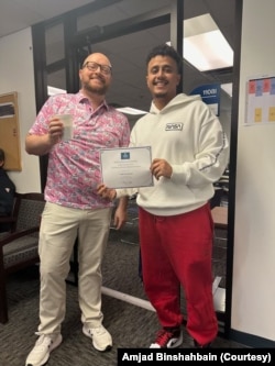 Amjad Binshahbain (right) is a student at the English Language Center at Old Dominion University.