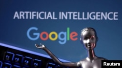 Google logo and AI Artificial Intelligence words are seen in this illustration taken May 4, 2023. (Dado Ruvic/REUTERS)