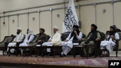 资料照片：塔利班领导人参加 2022年4月3日在阿富汗喀布尔举行的会议。（法新社照片）
