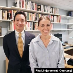 Pita Limjaroenrat of Thailand's Move Forward Party met with former prime minister of New Zealand, Jacinda Adern, at Harvard Kennedy School on October 27, 2023.