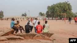 Children play on the playground of the public primary school in Cameroon, Jan. 27, 2022. 