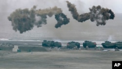 台湾军队在新北市附近地区举行年度汉光军演。（2023年7月27日）