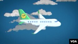 กราฟฟิกแสดงให้เห็นถึงการที่อุตสาหกรรมการบินใช้เชื้อเพลิงอากาศยานยั่งยื่นที่ผลิตจากผลผลิตทางการเกษตร