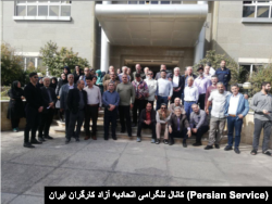 تجمع اعتراضی بازنشستگان مخابرات در قزوین. دوشنبه ۸ آبان ۱۴۰۲