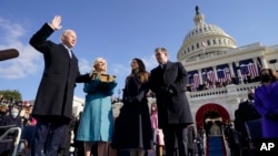 Joe Biden is sworn in as the 46th president of the United States at the age of 78, becoming the oldest American president in history, at the U.S. Capitol in Washington, Jan. 20, 2021.