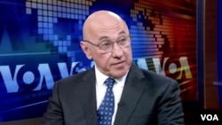 Tom Andrews, the U.N. special rapporteur for human rights in Myanmar, responds in an interview at the Voice of America studio in Washington on Feb. 2, 2024.