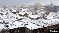 눈 덮인 중국 베이징시 (자료사진)