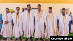 Gwamnonin jihohin arewa maso gabashin Najeriya - Daga hagu, Gwamnan Adamawa, Ahmadu Fintiri, gwamnan Bauchi, Bala Muhammed, gwamnan Yobe, Mai Mala Buni, gwamnan Borno, Farfesa Babagana Zulum, gwamnan Gombe Inuwa Yahaya da gwamnan Taraba, Agbu Kefas. (Facebook/Jamila J Tanko)