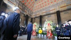 台湾前总统马英九一行2023年3月28日前往南京中山陵祭拜孙中山。（马英九办公室提供照片）