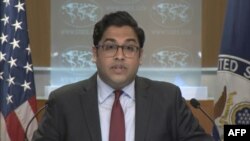 베단트 파텔 미국 국무부 수석부대변인이 29일 정례브리핑을 하고 있다.