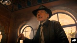This image released by Lucasfilm shows Harrison Ford in a scene from "Indiana Jones and the Dial of Destiny." 