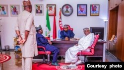 Sanata Simon Lalong daga jihar Filato da Mataimakin shugaban majalisar dattawan Najeriya Sanata Barau Jibrin