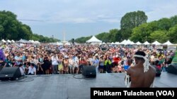 Thailand's champion Sombat Banchamek, or Buakaw, performs the "Wai Khru Muay Thai" during the Sawasdee DC Thai Festival 2023.