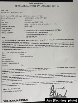 Bukti transfer transaksi Juju, 17 Maret 2021. (Foto: Juju/koleksi pribadi)