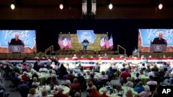 FILE - Former Vice President Mike Pence speaks during U.S. Sen. Joni Ernst's Roast and Ride, June 3, 2023, in Des Moines, Iowa.