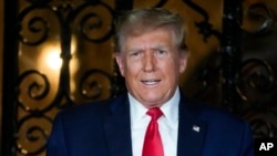 Republican presidential candidate former President Donald Trump speaks at his Mar-a-Lago estate, Feb. 16, 2024, in Palm Beach, Fla. 