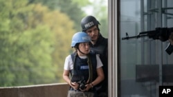 ภาพจากภาพยนตร์เรื่อง "Civil War" (Murray Close/A24 via AP)