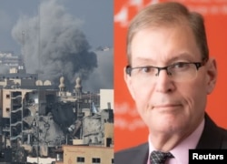 Husein Ibiš, viši saradnik Instituta arapskih zalivskih zemalja i detalj jednog od izraelskih napada na Pojas Gaze (Foto: Arab Gulf States Institute/Reuters)