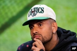 Australia's Nick Kyrgios photographed during a pre-tournament press conference, at the All England Lawn Tennis and Croquet Club, in Wimbledon, south west London, July 2, 2023, ahead of the Wimbledon tennis championships.