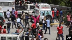Demonstrators fill the streets during a protest to demand the resignation of Prime Minister Ariel Henry, in Port-au-Prince, Haiti, July 20, 2023. 