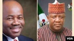   Zababben Sabon Shugaban Majalisar dattawan Najeriya Godswill Akpabio da tsohon Gwamnan Jihar Zamfara Abdulaziz Yari