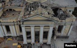 A view shows the Transfiguration Cathedral damaged by Russian missile strike, amid Russia's attack on Ukraine, in Odesa, July 23, 2023.