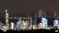 FILE - A BP oil refinery is seen in Gelsenkirchen, Germany, Oct. 24, 2023. The World Bank says oil prices could be pushed into "uncharted waters" if the violence between Israel and Hamas were to escalate. 