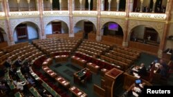 U.S. Ambassador to Hungary David Pressman and ambassadors from other NATO allies attend the Hungarian parliament's extraordinary session, called by the opposition, in a show of pressure to approve Sweden's NATO accession bid, in Budapest, Feb. 5, 2024. 
