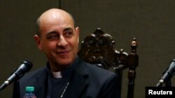 FILE - Monsignor Victor Manuel Fernandez is seen at the Pontifical Catholic University of Argentina in Buenos Aires, Argentina, Oct. 11, 2016. 