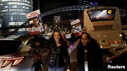 Einav Zangauker, mother of Matan Zangauker, who was kidnapped in the deadly October 7 attack by Palestinian Islamist group Hamas, reacts during a protest calling for their release in Tel Aviv, Israel, Feb. 6, 2024.