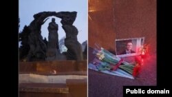 Hüseyn Cavidin heykəli qarşsında Aleksey Navalnı anılıb (Mənbə: Sosial şəbəkə)