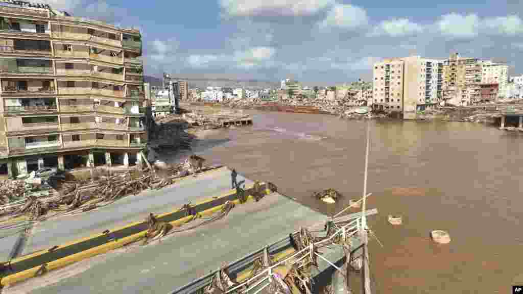 A general view of the Libyan city of Derna is seen, Sept. 12, 2023, after Mediterranean Storm Daniel caused devastating floods.