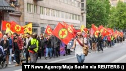 4일 스웨덴 스톡홀름에서 나토 가입 반대 집회가 열렸다. (자료사진)