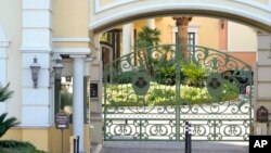 The guard house leading into former FBI informant Alexander Smirnov's residence at a Las Vegas condominium complex is pictured, Feb. 22, 2024. Smirnov, charged with lying about a bribery scheme involving the Biden family, is back in federal custody.